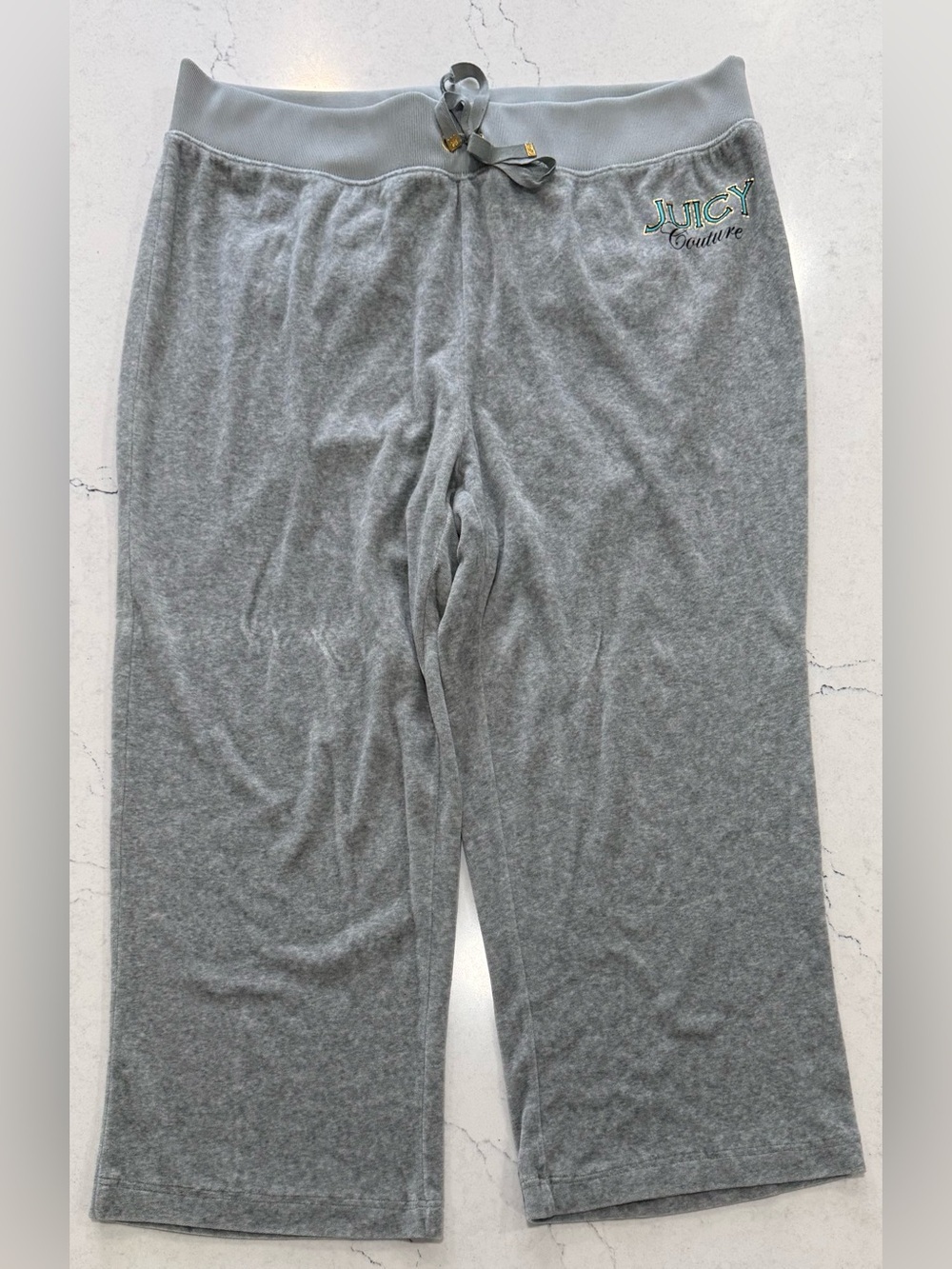 Juicy Couture Gray Velour  Pants Wideleg Elastic Waist 0X Y2K